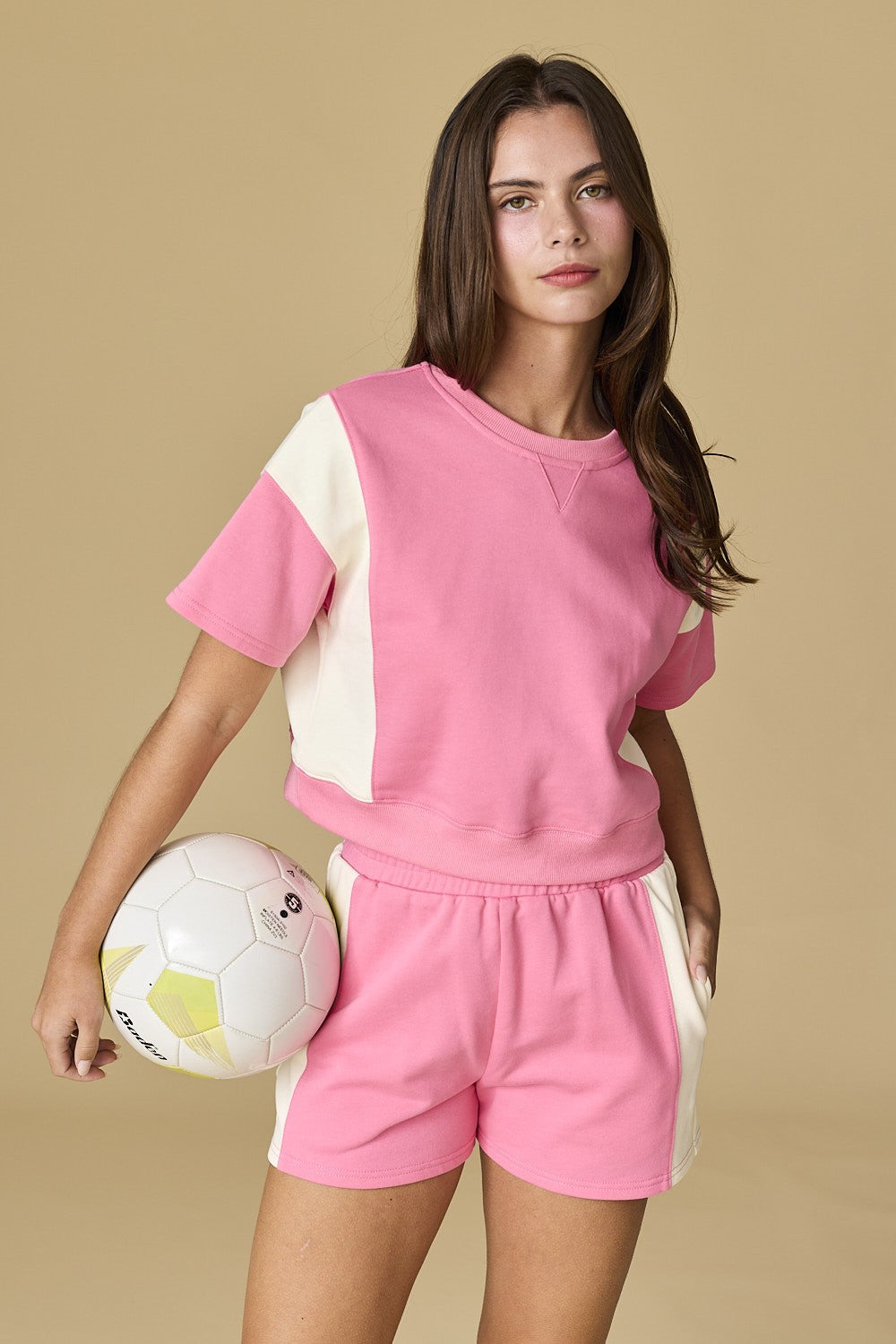 Pink Taylor Contrast French Terry Set
