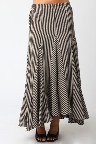 Brown Nava Stripe Maxi Skirt