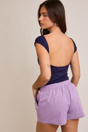 Navy Open Back Bodysuit
