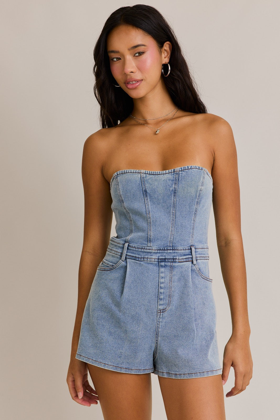 Denim Tube Romper
