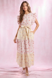 Pink & Yellow Floral Maxi Dress