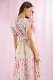 Pink & Yellow Floral Maxi Dress