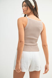 Taupe Ribbed Knit Tank Top
