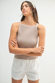 Taupe Ribbed Knit Tank Top