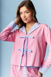 Pink & Pinstripe Front Tie Set