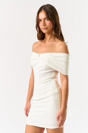 Oversized Bow Off Shoulder Mini Dress