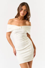 Oversized Bow Off Shoulder Mini Dress