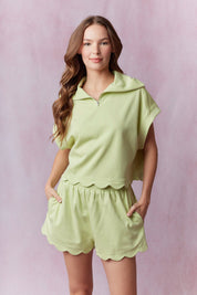 Lime Green Scallop Zip Up
