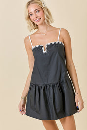 Black Drop Waist Dress & Knotted Edge Detail