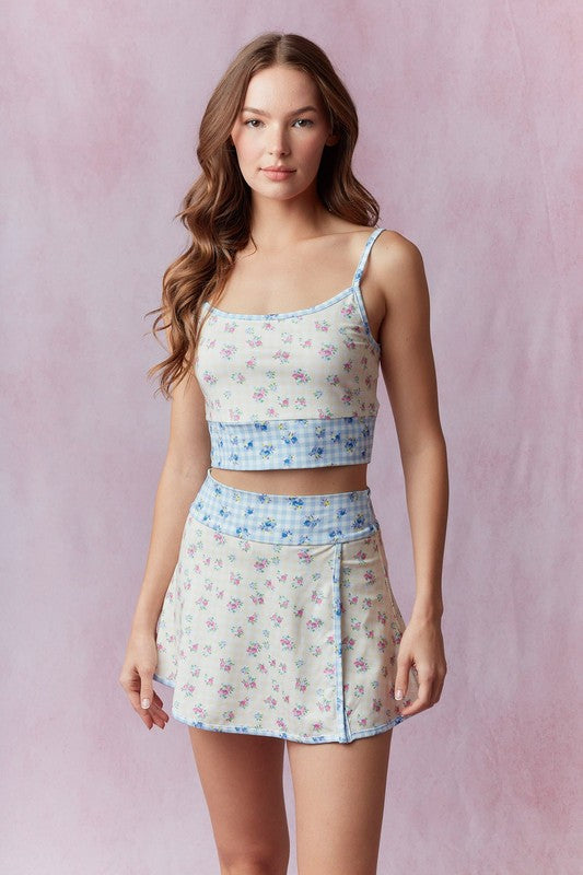 Floral Patchwork Mini Skirt