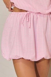 Pink Gingham Bubble Mini Skirt