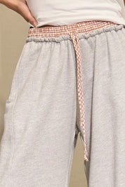 Checkered Waist Band Boxer Sweatpants