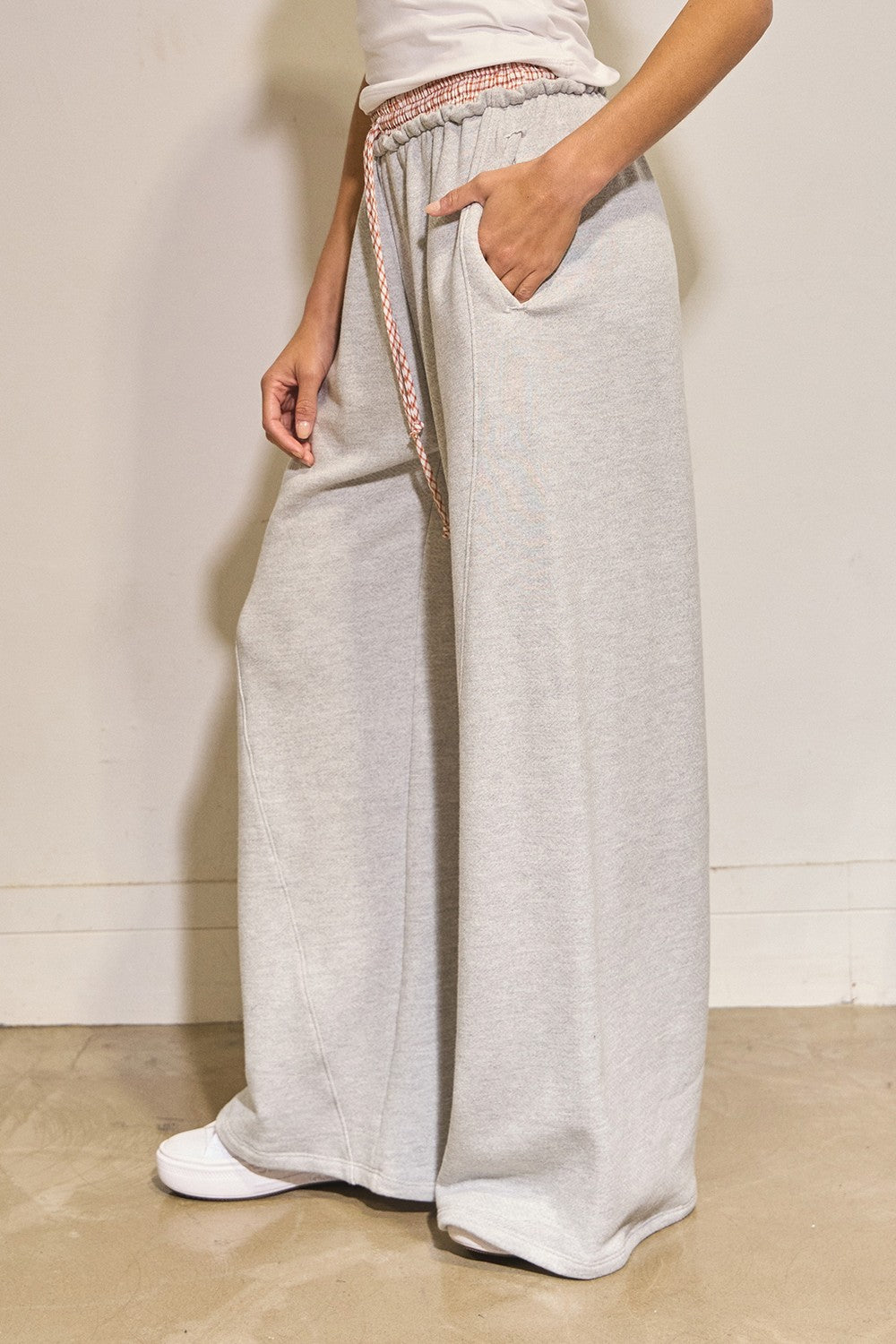 Checkered Waist Band Boxer Sweatpants