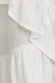 White V-neck Ruffle Top