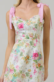 White Floral Villa Eyelet Midi Dress