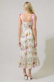 White Floral Villa Eyelet Midi Dress