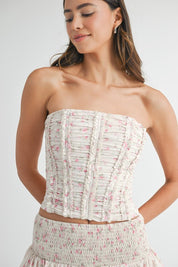 Pink Floral Corset Top & Skirt Set