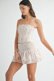 Pink Floral Corset Top & Skirt Set