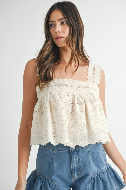 Square Neck Lace Top