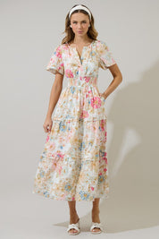 White Day Lily Tiered Maxi Dress