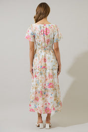 White Day Lily Tiered Maxi Dress