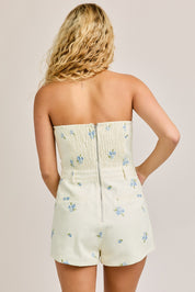 Floral Embroidered Tube Romper