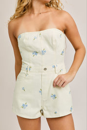 Floral Embroidered Tube Romper