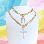 Gold Iris Cross Necklace