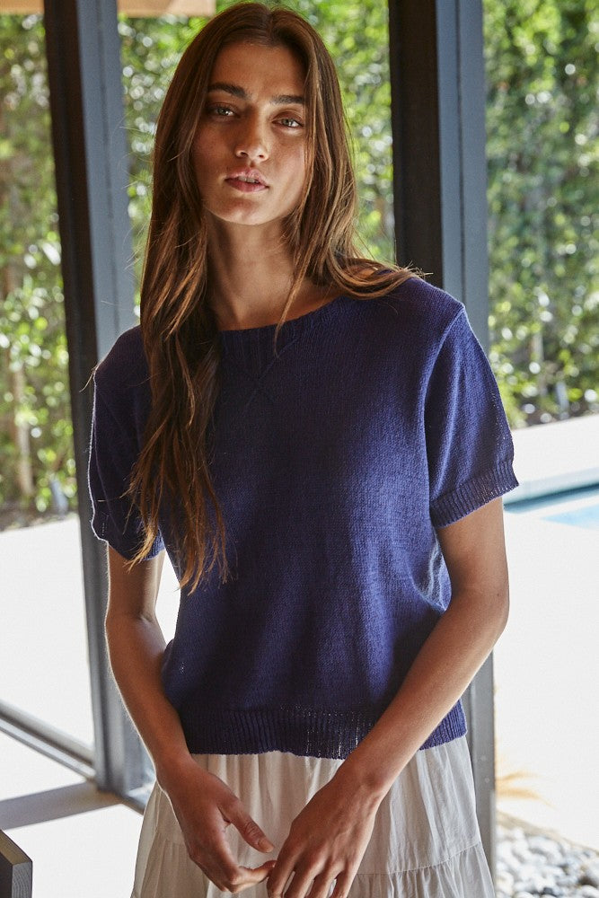 Navy Sweater Top
