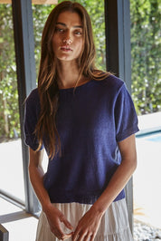 Navy Sweater Top