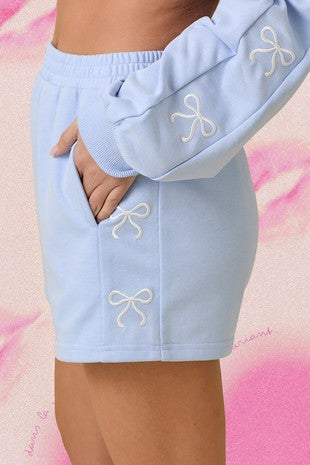 Light Blue Bow Shorts