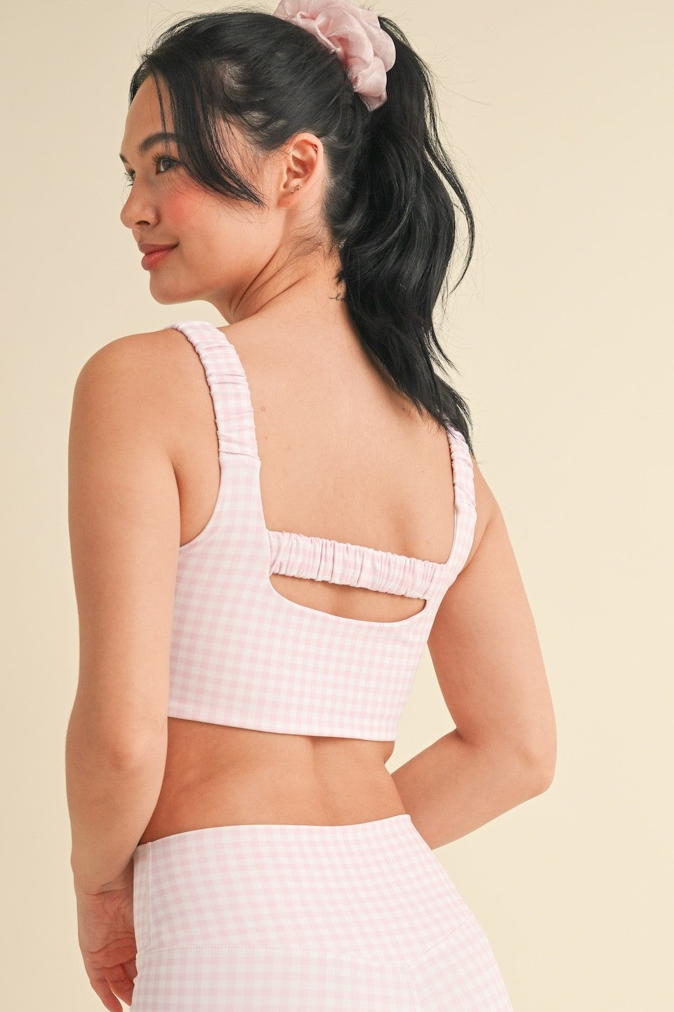 Pink Gingham Print Bra Top