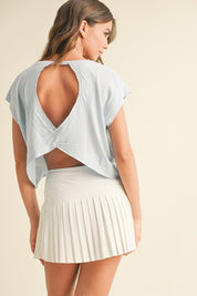 Blue Cutout Back Layering Tee