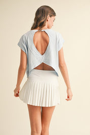 Blue Cutout Back Layering Tee