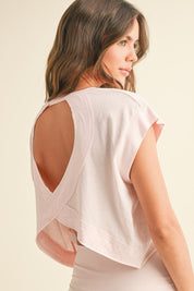 Pink Cutout Back Layering Tee