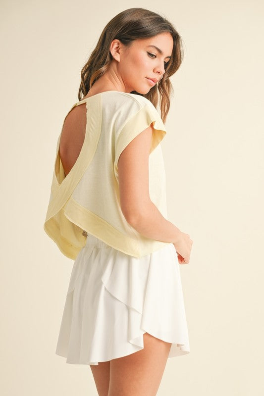 Yellow Cutout Back Layering Tee