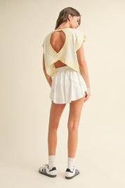 Yellow Cutout Back Layering Tee