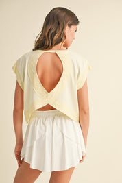 Yellow Cutout Back Layering Tee