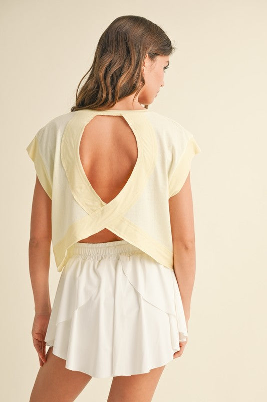 Yellow Cutout Back Layering Tee