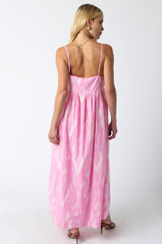 Pink & White Abstract Maxi Dress