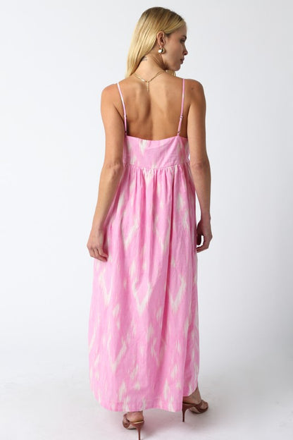 Pink & White Abstract Maxi Dress