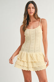 Yellow Bow Ruffle Mini Dress
