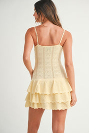 Yellow Bow Ruffle Mini Dress