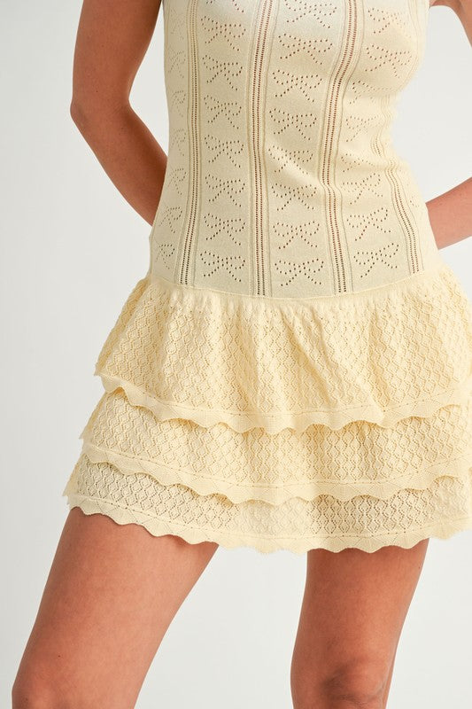 Yellow Bow Ruffle Mini Dress