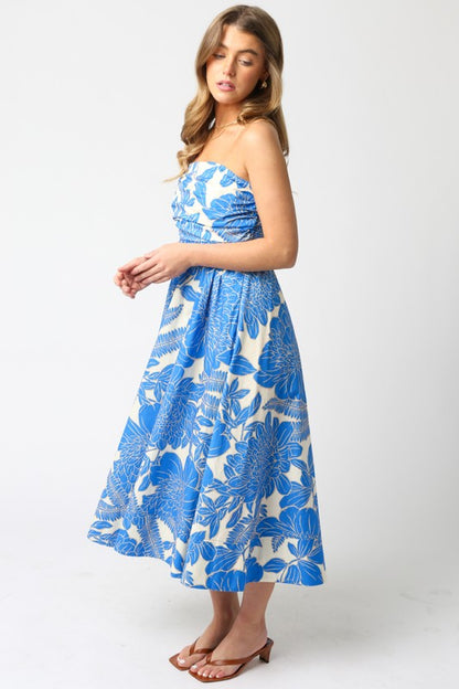 White & Blue Elliott Floral Dress