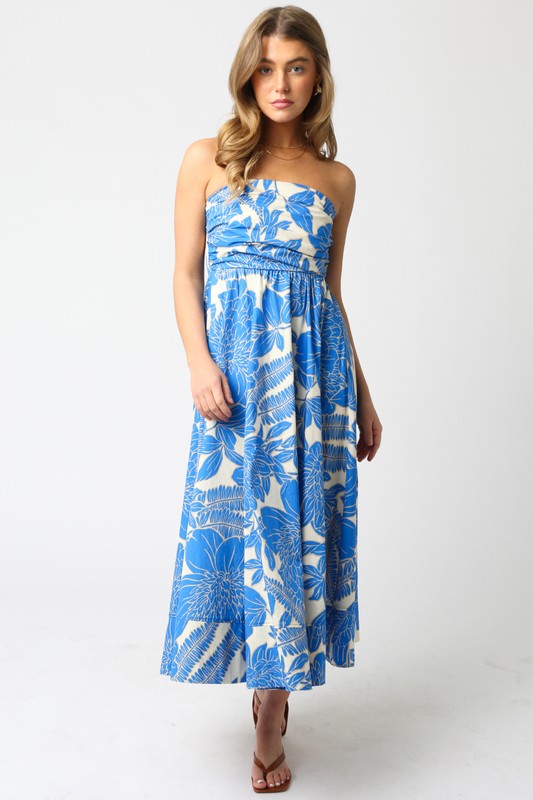 White & Blue Elliott Floral Dress