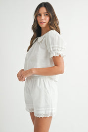 White Blouse & Shorts Set