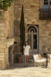 White Blouse & Shorts Set
