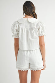 White Blouse & Shorts Set