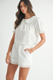 White Blouse & Shorts Set